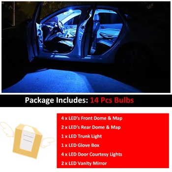 14 Vnt Automobilių Baltos spalvos Interjeras, LED elektros Lemputes Paketą 2005-2011 m. AUDI A6 C6 4F S6 RS6 Sedanas Žemėlapis Dome Licencijos Lempos Šviesos Stilius