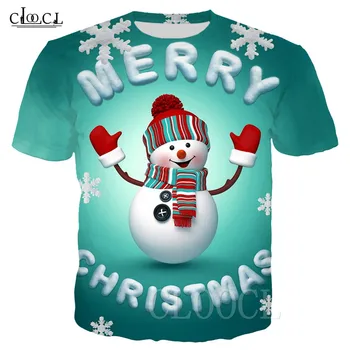 Animacinių filmų Sniego Linksmų Kalėdų T-shirt Vyrai Moterys 3D Spausdinimo Mados trumpomis Rankovėmis Marškinėlius Negabaritinių Kalėdos Kalėdų Marškinėliai Megztinis