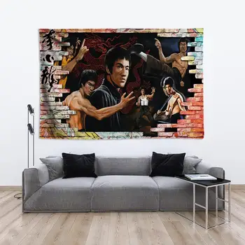 Bruce Lee (Michael Jackson Įžymybė Gobelenas Sienos Kabo Psichodelinio Gobelenai Sienos Meno Dekoro Bendrabučio Kambaryje Muzikos Baras 170x240