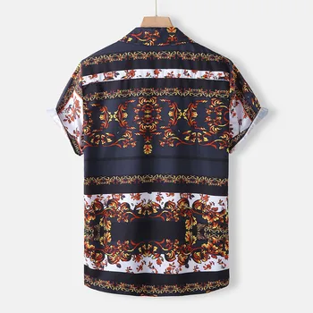 Etninės Marškinėliai Vyrams Vasaros Atsitiktinis Trumpas rankovės Mados Atspausdinta Marškinėliai Havajų Gėlių Socialinės Suknelė Vyrų Viršuje Palaidinė Camisas Hombre
