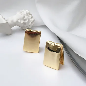 Geometrijos Kvadrato, stačiakampio stud auskarai moterims, aukso spalvos aukštos poliruoto minimalistinio stud auskarai mados