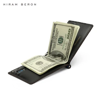 Hiram Beron natūralios Odos Krokodilo Modelis Vyrų, Pinigų Klipas Slim Kortelė Pakuotėje Sąskaitas, Pinigų Spaustukai Pinigų Plonas Billfold Turėtojas