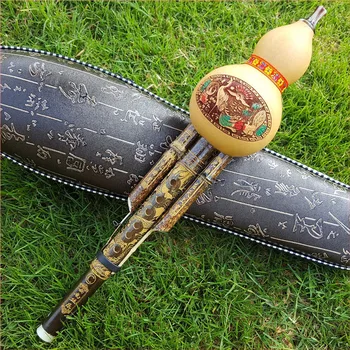 Kinijos Rankų darbo Hulusi Juoda Bambuko Moliūgas Cucurbit Fleita Etninių Muzikos instrumentų Klavišą C su Atveju Pradedantysis Muzikos Mėgėjams