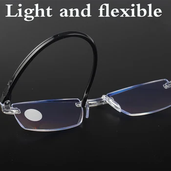 Skaitymo akiniai moterų Mados frameless stabdžių mėlyna šviesa skaitymo akiniai aukso oprawie aikštėje skaitymo akiniai+4.0 +2.0 +2.5