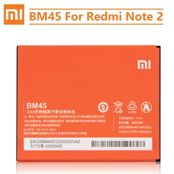 Xiao Mi Originalią Bateriją BM45 Už Xiaomi Mi Redmi 2 Pastaba redmi nota2 Redrice Note2 Autentiški, Telefono Baterija 3060mAh